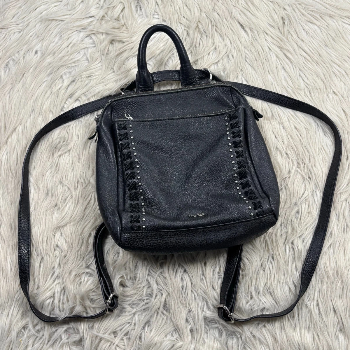 The Sak Black Leather Backpack Purse Distressed Look Leather The Sak Distressed Leather Backpacks | Mercari main image 4