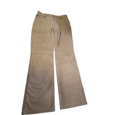 Skotts Suede Flare Pants Tan Washable Leather Bell Bottoms Size 6 28 Inseam