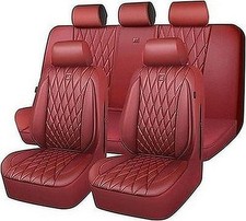 Universal Car Seat Covers Full Set Car Pass Faux Leather Burgundy R023