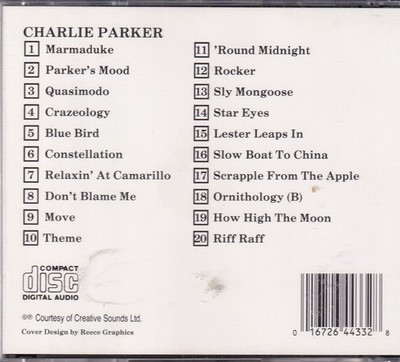 CHARLIE PARKER - PARKER'S MOOD VOL 2 (CD, CREATIVE SOUNDS)