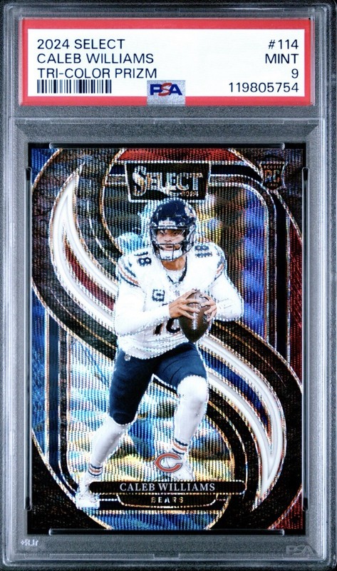 2024 PANINI SELECT TRI-COLOR PRIZM #114 CALEB WILLIAMS ROOKIE RC 192/249 PSA 9