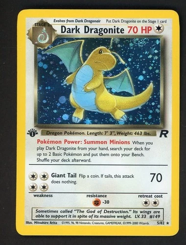 2000 Pokemon TCG Team Rocket 1st Edition #5/82 Dark Dragonite Holo