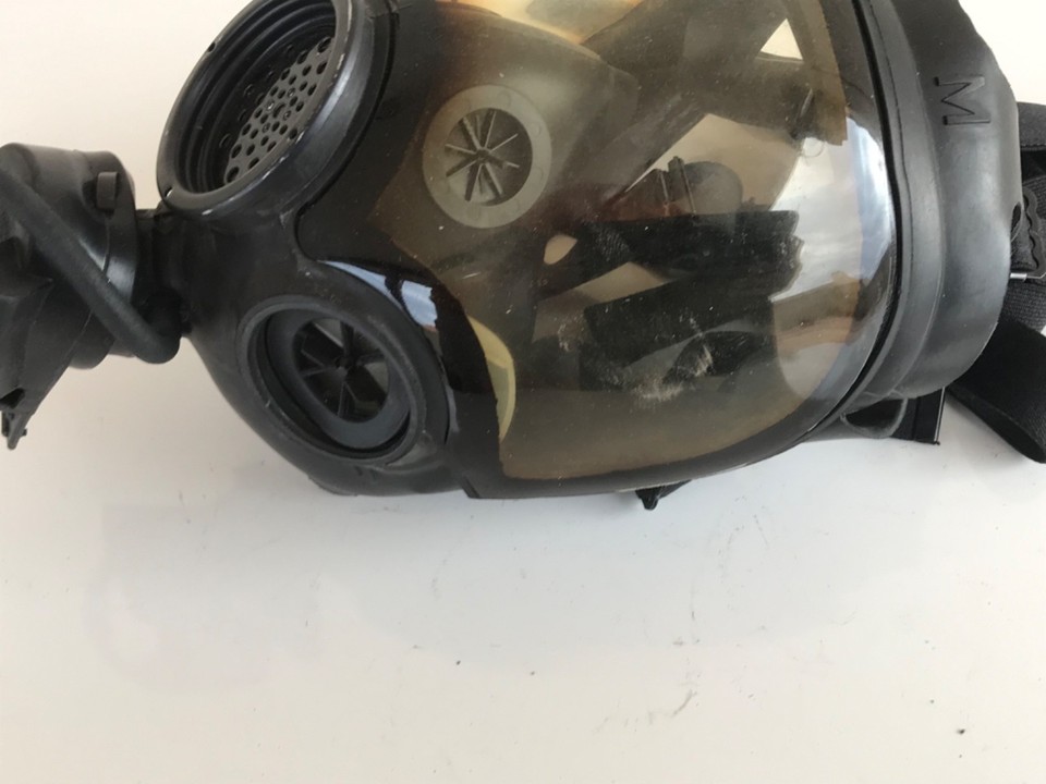 MSA Millennium CBRN Riot Control Mask MEDIUM Yellowed NO Outsert Lens ...