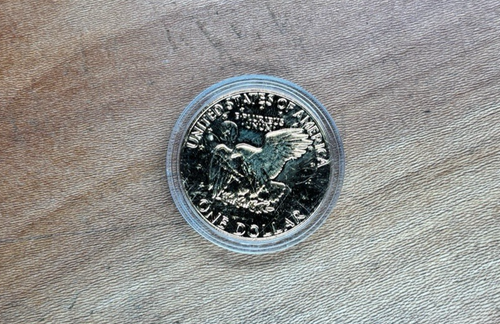 Moon Landing Eisenhower Dollar Gold Plated Capsule 50th Anniversary Coin In Case - Picture 5 of 5