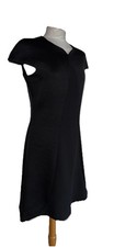 VERSACE BLACK SILK WOOL CAP SLEEVE COCKTAIL DRESS FULLY LINED VINTAGE SIZE 42