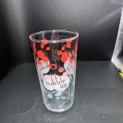 Advertising Bubble Up Soda Federal Glass 4.75  T Fountain  Red Pink Blue