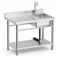 Stainless Steel Workstation 304 Sink with Faucet for Garage Kitchen Pet Washing