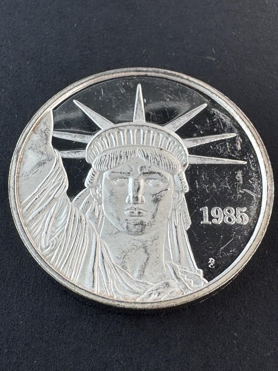 1985 Proof MTB Johnson Matthey JM 1 oz Liberty Trade Silver 999