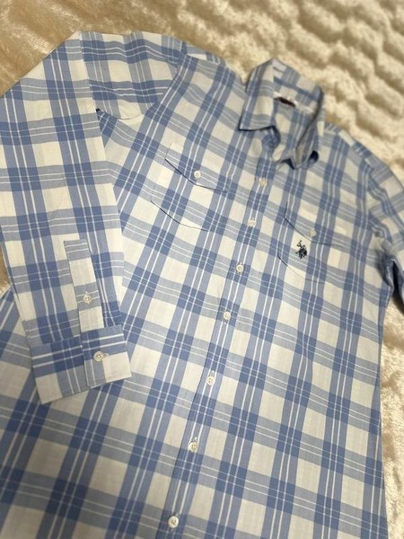 Men Polo Jeans Shirt Blue Cotton S