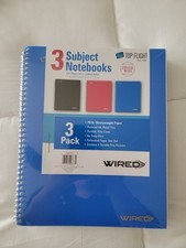 Top Flight Wired 3-Subject Wirebound Notebook Pack of 3 in Black, Blue,  Red