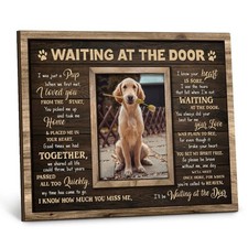 Dog Memorial Frame - Waiting At The Door Wooden Picture Frame for Pet Loss, 8...