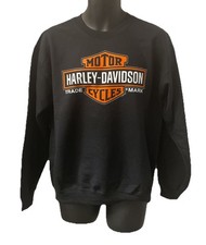 Harley Davidson Men's Elongated Bar  Shield Crewneck Sweatshirt Black 402915670