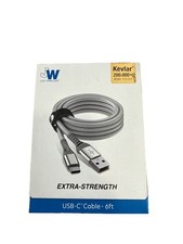 Just Wireless 6ft USB-A to Phone Connector Cable - White Black Open Box