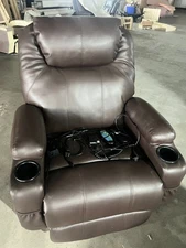 Power Lift Recliner With Massage & Heat, Side Pockets & Cup Holder, Faux Leather
