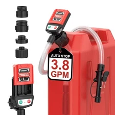 Fuel Transfer Siphon Hand Pump for Gasoline, Diesel, Oil, Auto-Stop Feature