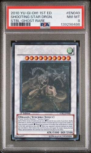 2010 YuGiOh Shooting Star Dragon 1st Edition Ghost Rare STBL-EN040 PSA 8