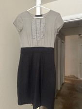 The Limited Gray & Black Pleated Bib Colorblock Work Dress - Size 2