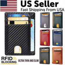 Mens Leather Slim Wallet Credit Card Holder RFID Blocking Pocket ID Money PU USA