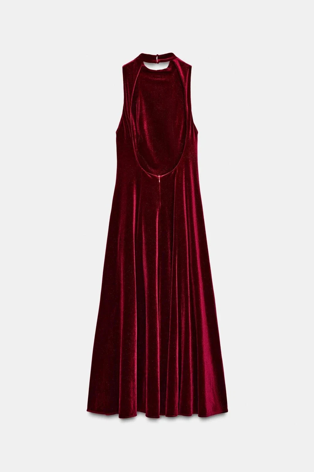 Zara Burgundy Velvet Midi Dress Size M Ref 9934/854/605 RRP £39.99 thumbnail 6
