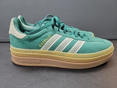 Adidas Gazelle Bold Womens Size 8.5 Green White Suede Gum Sole Sneakers Shoes