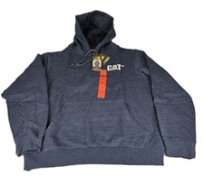 CAT Caterpillar Hoodie Sweatshirt Men M Blue Workwear Construction Pockets New