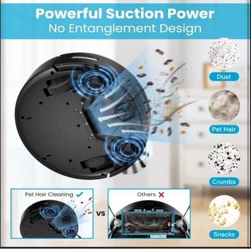 ROPVACNIC Robot Vacuum Cleaner with 3000Pa Cyclone Suction Charger Included - Picture 3 of 8