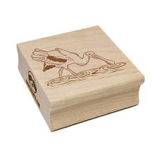 Roseate Spoonbill Wading in Water Bird Square Rubber Stamp for Stamping Crafting