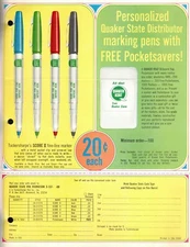 Vintage 1969 QUAKER STATE Marker MERCHANDISE Jobbers SELL SHEET ADVERTISING