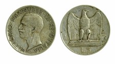 pci4636) Vittorio Emanuele III  (1901-1943) - 5 Lire Aquilino 1928 *