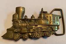 Vintage 1978 Train Locomotive Railroad Solid High End Brass Belt Buckle