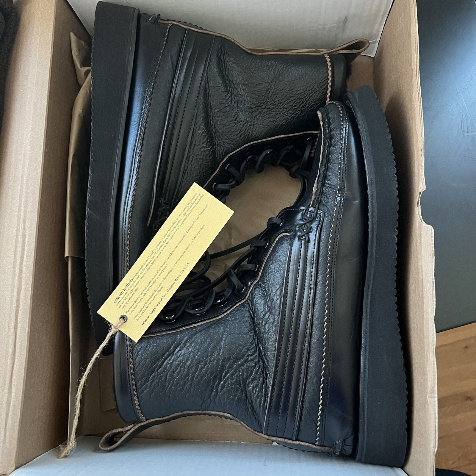 Yuketen Maine Guide Shearling-Lined Black Leather Boots 9E image 9