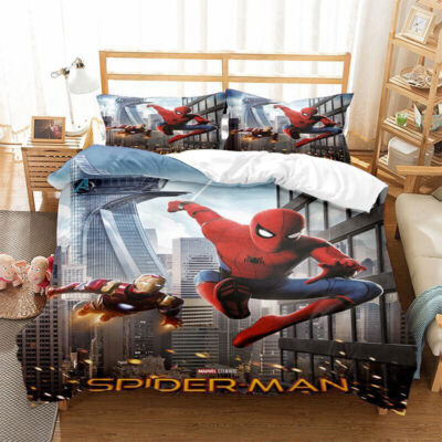 3D Spider Man 3Pcs Beddings Set Down Duvet Cover Pillowcases US Size