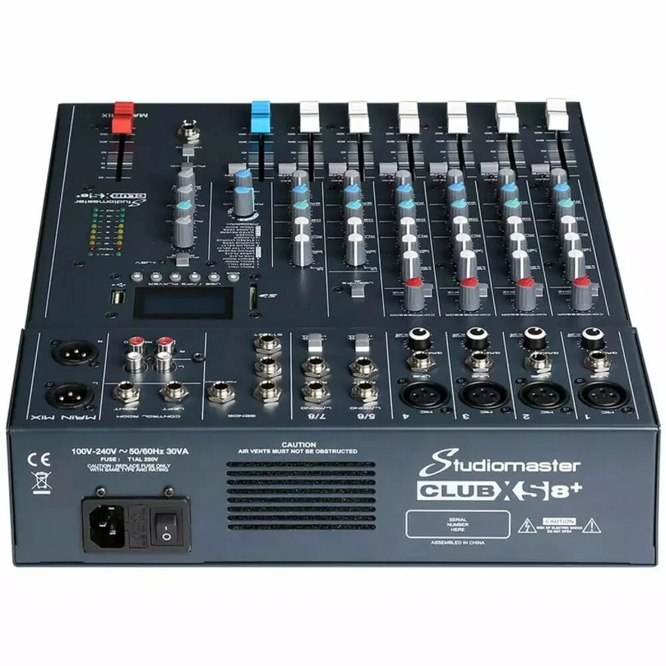 Studiomaster CLUB XS 8+ 8 Channel Mixer USB SD BT Playback DJ for Karaoke & PA - Image 2 of 4