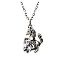 Adorable Little Pony Horse 3D Charm Pendant Necklace Clear Crystal Fast Shipping