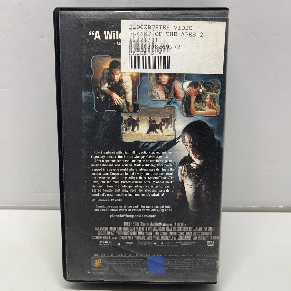 Planet of The Apes VHS Clamshell Ex Rental Mark Wahlberg Blockbuster Video - Image 2 of 4