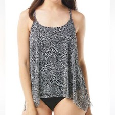 Coco Reef Current Printed Mesh Bra-Sized Tankini Top Swimsuit Cheetah 38D NWT