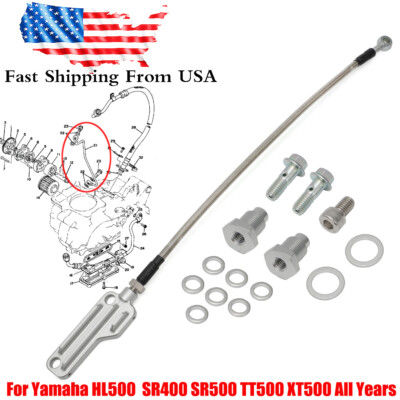 Twin Dual Oil Feed Line Kit Steel Braided For Yamaha SR400 SR500 TT500 XT500 SR