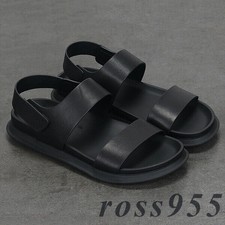 Roman Style Open Toe Sandals Slingback Beach Real Leather Mens Shoes Flat Summer