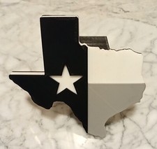 Large 5.5 X 5.5 3d Printed Texas Trailer Hitch Cover In Black Gray And White