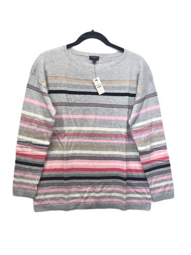 Talbots Sweater Women’s Petites LP Gray Striped Boat Neck Pullover Top - NEW - Picture 3 of 9