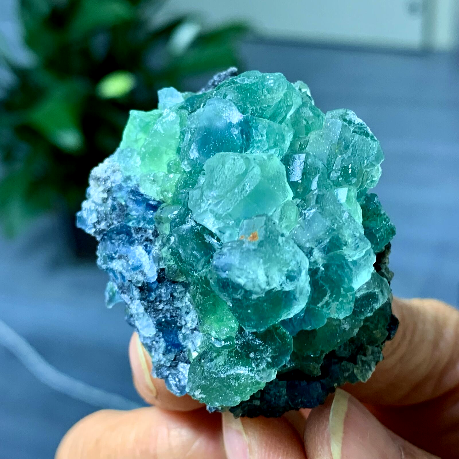 75G Rare Transparent Blue-Green Cube Fluorite Crystal Specimen from China