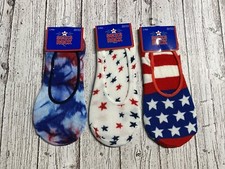 Patriotic Americana3 Pair No-Show Stay Put Liner Socks Size 9-11 New