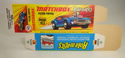 Matchbox Superfast No. 10B Piston Popper unfolded, printing fresh ''J'' box