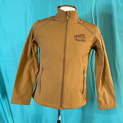 Harriton Grandmas Marathon Womens Jacket Brown Small Stand Up Zipper Pockets