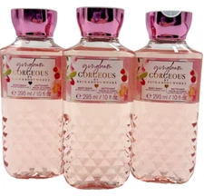 Bath & Body Works LOT of 3 Gingham Gorgeous Body Wash Shower 10 oz Peach Peony