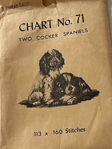Vtg. 3G Petit Point Pattern Two Cocker Spaniels by Bab’s Fuhrmann 113x160 Stitch - Picture 2 of 8