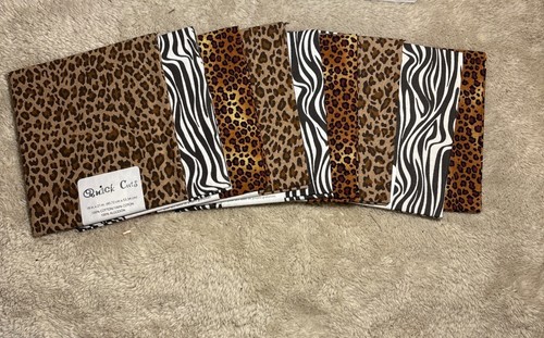 Animal Print Fat Quarter Fabric Bundle 18"x21" Cotton Leopard Zebra Set of 9 - Picture 5 of 11