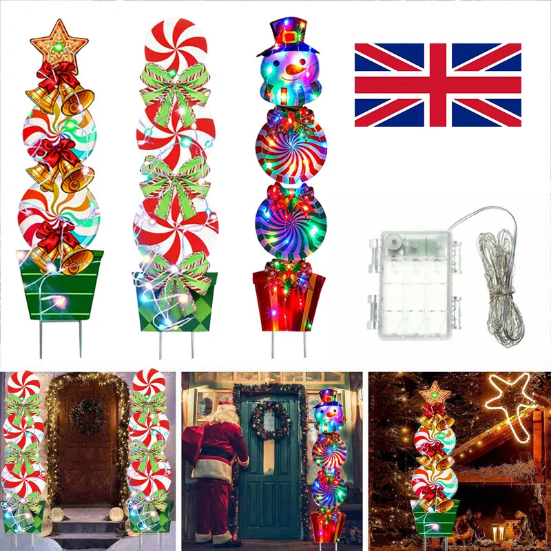 Christmas Yards Signs Stakes Decor Xmas Snowman Plastic Yard