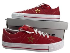 Converse One Star Pro Ox Low Top White Suede VARSITY RED A06646C Men's Size 10
