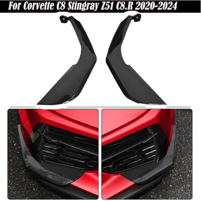 Carbon Fiber Front Bumper Side Canards Fin Splitter For Corvette C8 Z51 Stingray